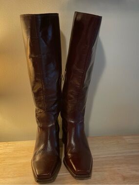 Vince Camuto Tall Leather Riding Boots in Deep Brown